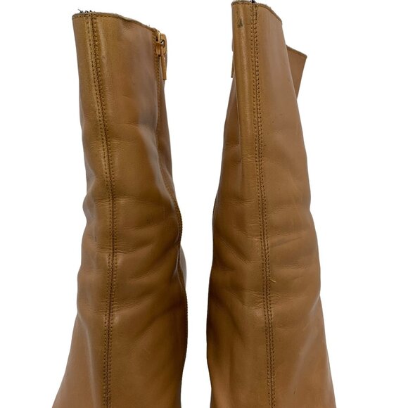 Stephane Kelian Heel Boots Women’s Sz 7 Side Zip Mid Calf Cap Toe Camel. #3 - Picture 7 of 12